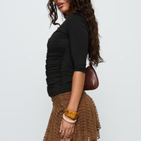 Lifas Lace Mini Skirt Brown