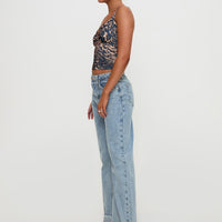 Ollie Mid Rise Straight Leg Jean Light Wash Denim