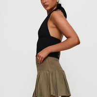 Feodora Pleat Mini Skirt Khaki
