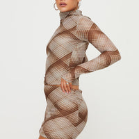 Another Dreamer Mini Skirt Brown Check