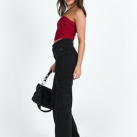 Thomson High Rise Wide Leg Cargo Jeans Black