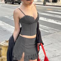 Ferran Mini Skirt Grey Pinstripe