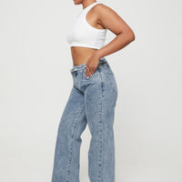 Pemberton High Rise Straight Leg Jeans Mid Wash Denim