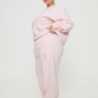 Princess Polly Track Pants Script Baby Pink / Grey Curve