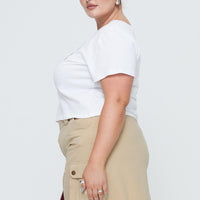 Lydie Cargo Mini Skirt Beige Curve