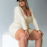 Power Activewear Rib Shorts Latte Curve