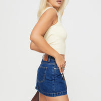 Nickei Denim Mini Skirt Mid Wash Tall