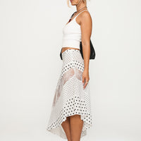 Rennar Maxi Skirt White / Polka Dot