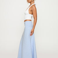 Every Girl Shirred Maxi Skirt Blue Check