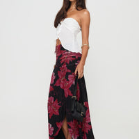 Cooperi Maxi Skirt Black / Red Floral