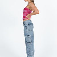 Vandana Cargo Jeans Mid Wash Denim