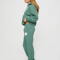 Princess Polly Track Pants Bubble Text Sage / Eggshell
