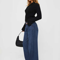 Naylor Mid Rise Wide Leg Jeans Mid Blue Denim Tall