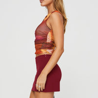 Karley Low Waist Mini Skirt Burgundy