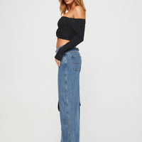 Jankins Low Rise Straight Leg Jeans Mid Wash