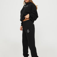 Princess Polly Track Pants Script Black / Ivory