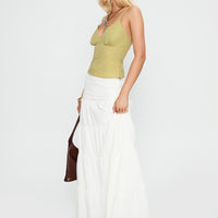 Snowy River Tiered Maxi Skirt White