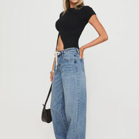 Mellowed Out Low Rise Straight Leg Jeans Mid Blue