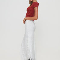 Cattanio Lace Midi Skirt White