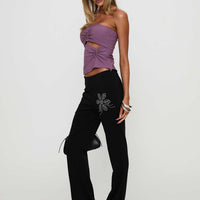 Quotation Diamante Flare Pants Black