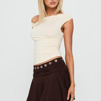 Amryn Eyelet Mini Skirt Brown