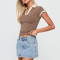Nicolina Low Rise Denim Mini Skirt Ice Blue Wash