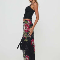 Paganio Maxi Skirt Black Floral