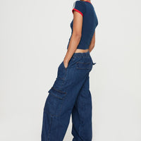 Stop & Stare Cargo Jeans Mid Wash