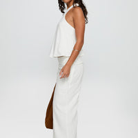 Silver Moon Linen Blend Tie Pants White