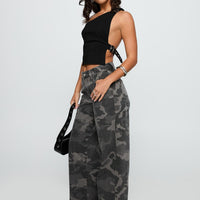 Big Talk Baggy Jeans Grey Washed Camo