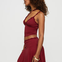 Lula Mini Skirt Dark Cherry