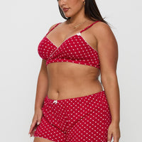 Slow Start Pointelle Sleep Short Red Curve