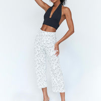 Nelly Wide Leg Face Print Pants White