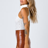 The Wren Mini Skirt Brown Croc
