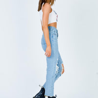 Erissa Knee Rip Jeans Light Wash Denim