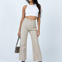 Cece Hammer Wide Leg Jeans Beige Denim