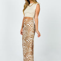 Kody Maxi Skirt Beige Zebra