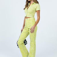 Motel Zoven Trouser Green Geo Retro
