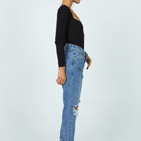 Hayden Knee Rip Jeans Mid Wash Denim