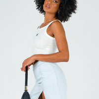 The Lola Mini Skirt Light Wash Denim