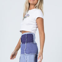 Catherine Patchwork Mini Skirt Denim