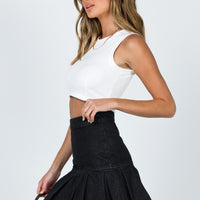 Rescue Me Pleat Mini Skirt Black Denim