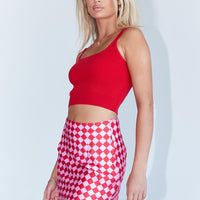 The Joan Checkerboard Mini Skirt Pink