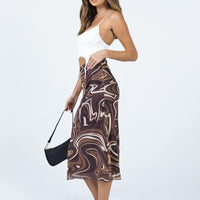 Deanna Midi Skirt Brown
