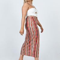 Molly Retro Stripe Midi Skirt Multi