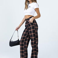 City Skies Wide Leg Check Pant Black