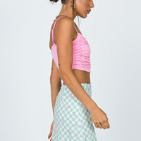 Selby Mini Skirt Green Floral Check