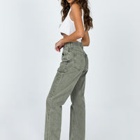 Holly Asymmetric Straight Leg Jean Green Denim