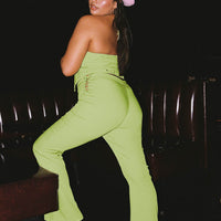 Mid Way Laced Flare Pants Green Curve