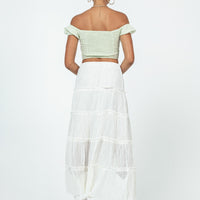 Sun Down Mid Rise Maxi Skirt White